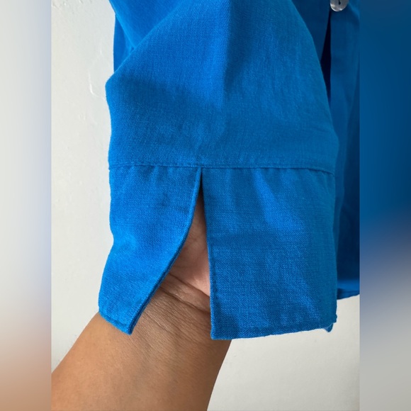 Blue Button-Up Women's Top - Picture 7 of 10